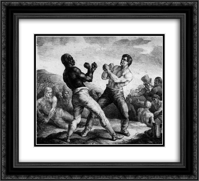 Boxers 22x20 Black Ornate Wood Framed Art Print Poster with Double Matting by Gericault, Theodore