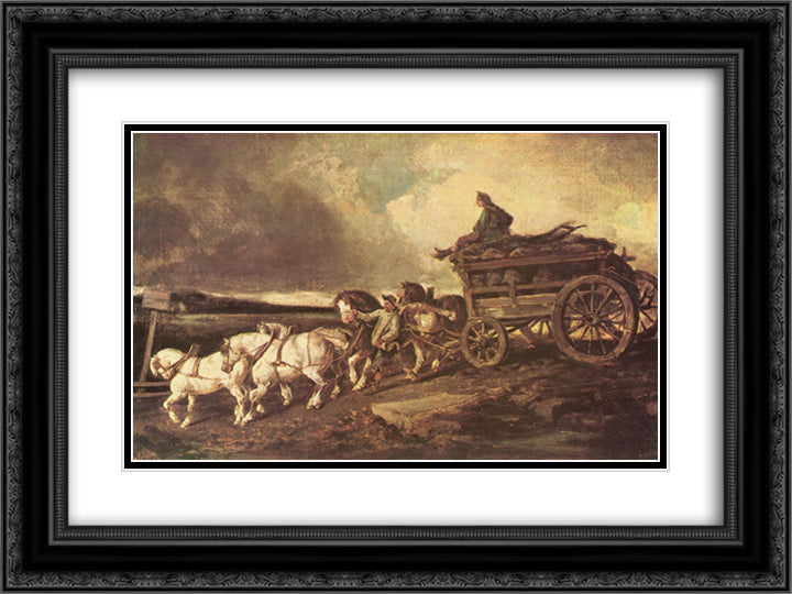 Coal cars 24x18 Black Ornate Wood Framed Art Print Poster with Double Matting by Gericault, Theodore