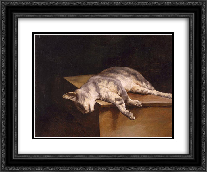 Dead Cat 24x20 Black Ornate Wood Framed Art Print Poster with Double Matting by Gericault, Theodore