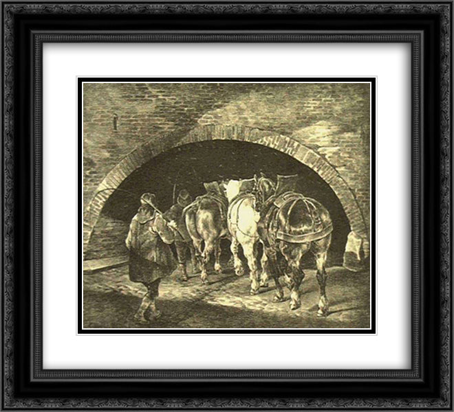 Entrance To The Adelphi Wharf 22x20 Black Ornate Wood Framed Art Print Poster with Double Matting by Gericault, Theodore