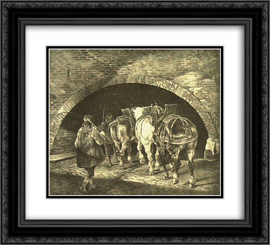 Entrance To The Adelphi Wharf 22x20 Black Ornate Wood Framed Art Print Poster with Double Matting by Gericault, Theodore