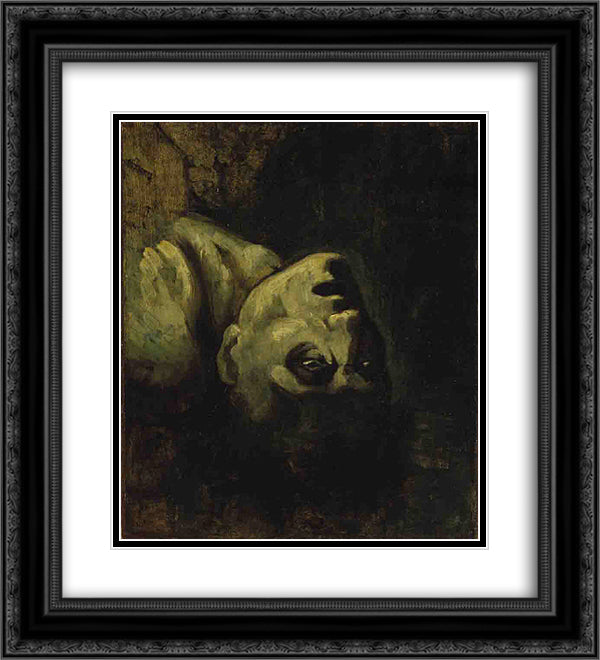 Head of a Drowned Man 20x22 Black Ornate Wood Framed Art Print Poster with Double Matting by Gericault, Theodore