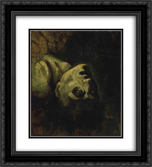 Head of a Drowned Man 20x22 Black Ornate Wood Framed Art Print Poster with Double Matting by Gericault, Theodore