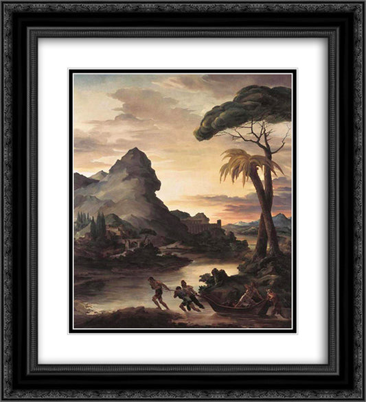 Heroic Landscape with Fishermen 20x22 Black Ornate Wood Framed Art Print Poster with Double Matting by Gericault, Theodore