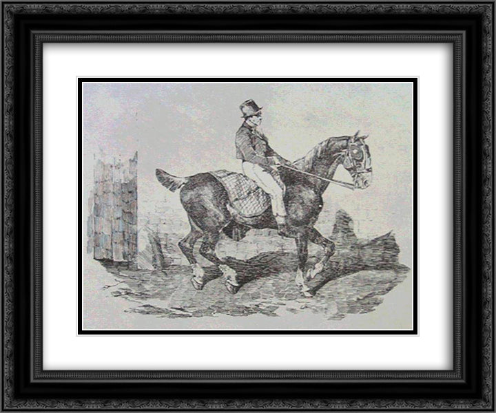 Horse carriage 24x20 Black Ornate Wood Framed Art Print Poster with Double Matting by Gericault, Theodore