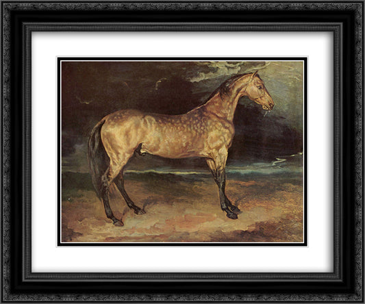 Horse in the storm 24x20 Black Ornate Wood Framed Art Print Poster with Double Matting by Gericault, Theodore