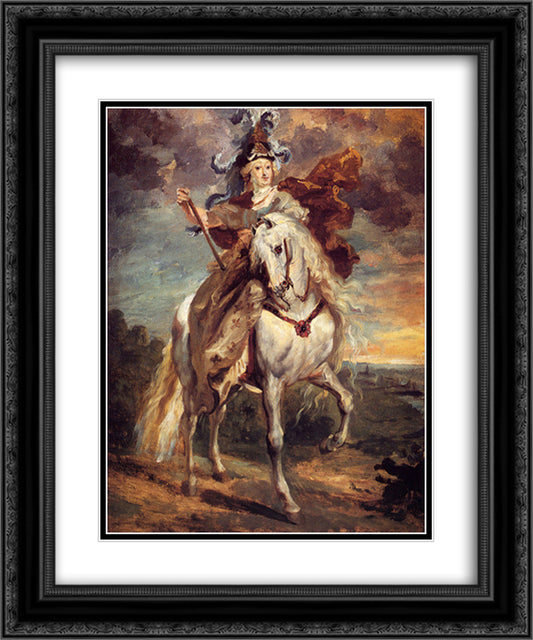 Marie de Medici at Pont-de-Ce 20x24 Black Ornate Wood Framed Art Print Poster with Double Matting by Gericault, Theodore