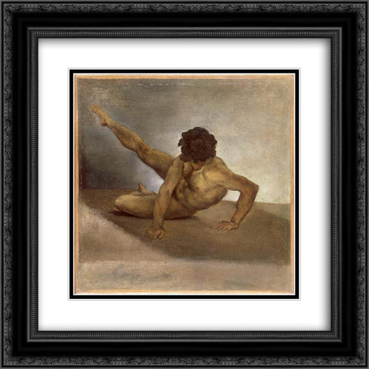 Naked man reversed on the ground 20x20 Black Ornate Wood Framed Art Print Poster with Double Matting by Gericault, Theodore