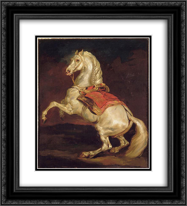 Napoleon's Stallion, Tamerlan 20x22 Black Ornate Wood Framed Art Print Poster with Double Matting by Gericault, Theodore