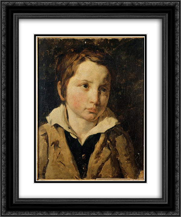 Portrait of young boy, probably Olivier Bro 20x24 Black Ornate Wood Framed Art Print Poster with Double Matting by Gericault, Theodore