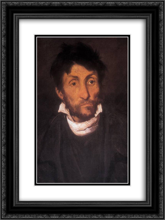 Portrait of a Kleptomaniac 18x24 Black Ornate Wood Framed Art Print Poster with Double Matting by Gericault, Theodore