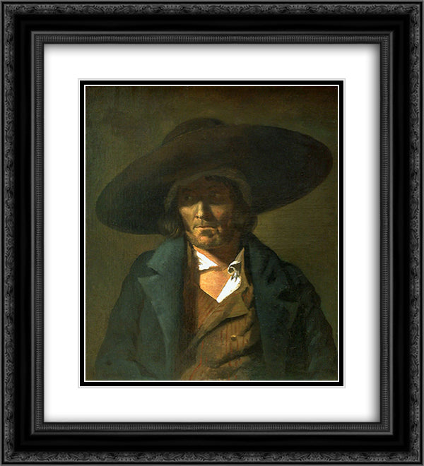 Portrait of a Man, The Vendean 20x22 Black Ornate Wood Framed Art Print Poster with Double Matting by Gericault, Theodore