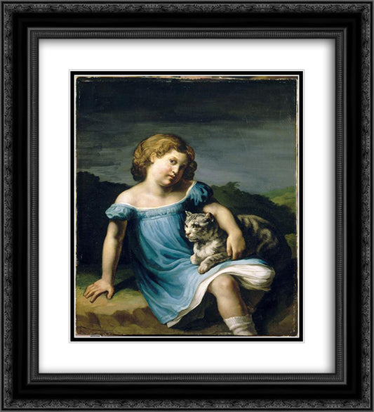 Portrait of Louise Vernet as a Child 20x22 Black Ornate Wood Framed Art Print Poster with Double Matting by Gericault, Theodore