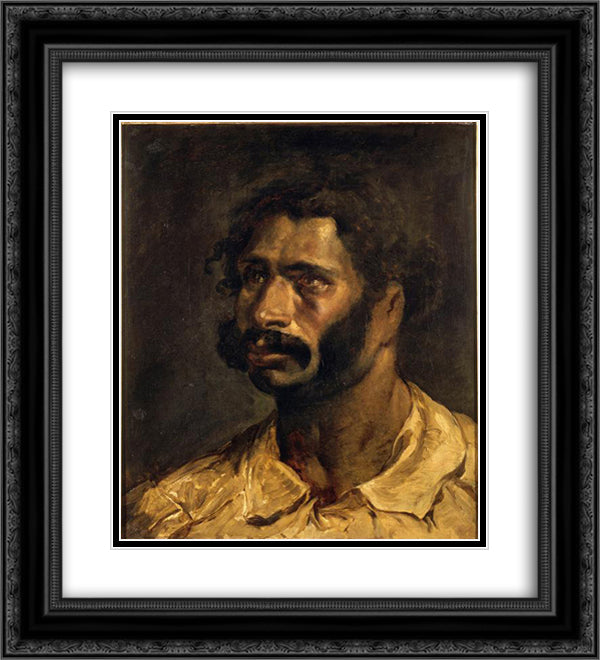 Portrait of the Carpenter of The Medusa 20x22 Black Ornate Wood Framed Art Print Poster with Double Matting by Gericault, Theodore