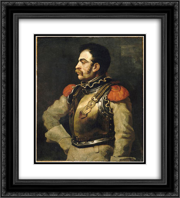 Rifleman 20x22 Black Ornate Wood Framed Art Print Poster with Double Matting by Gericault, Theodore