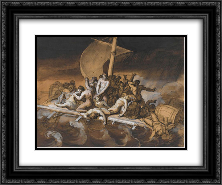 Scene of Cannibalism for The Raft of the Medusa 24x20 Black Ornate Wood Framed Art Print Poster with Double Matting by Gericault, Theodore