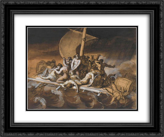 Scene of Cannibalism for The Raft of the Medusa 24x20 Black Ornate Wood Framed Art Print Poster with Double Matting by Gericault, Theodore