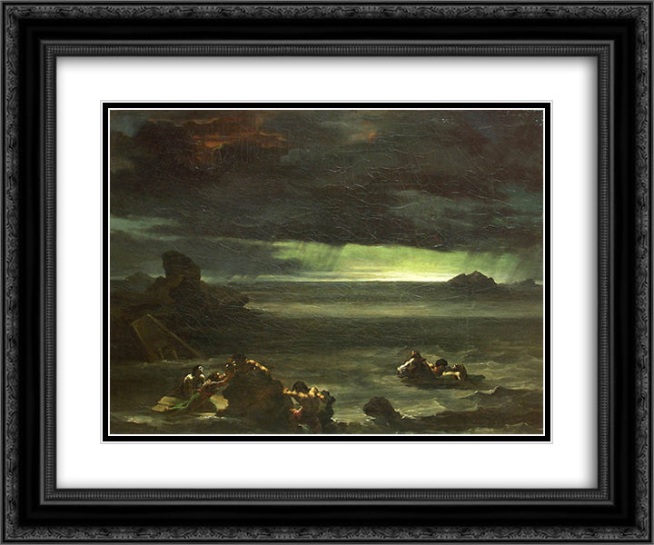 Scene of the Deluge 24x20 Black Ornate Wood Framed Art Print Poster with Double Matting by Gericault, Theodore