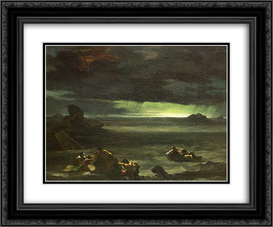 Scene of the Deluge 24x20 Black Ornate Wood Framed Art Print Poster with Double Matting by Gericault, Theodore