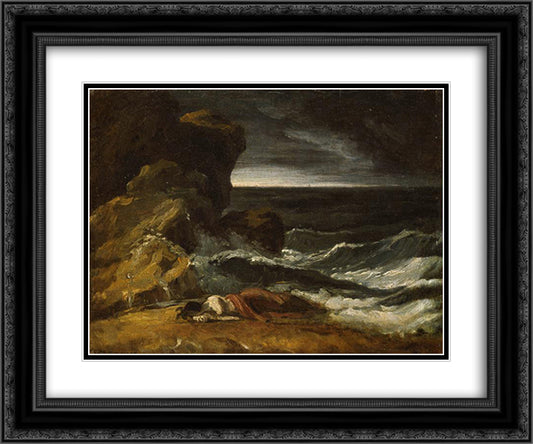 Shipwreck 24x20 Black Ornate Wood Framed Art Print Poster with Double Matting by Gericault, Theodore