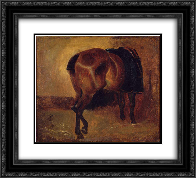 Study for Bay horse seen from behind 22x20 Black Ornate Wood Framed Art Print Poster with Double Matting by Gericault, Theodore