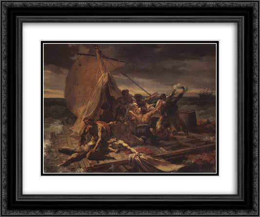 Study for The Raft of the Medusa 24x20 Black Ornate Wood Framed Art Print Poster with Double Matting by Gericault, Theodore