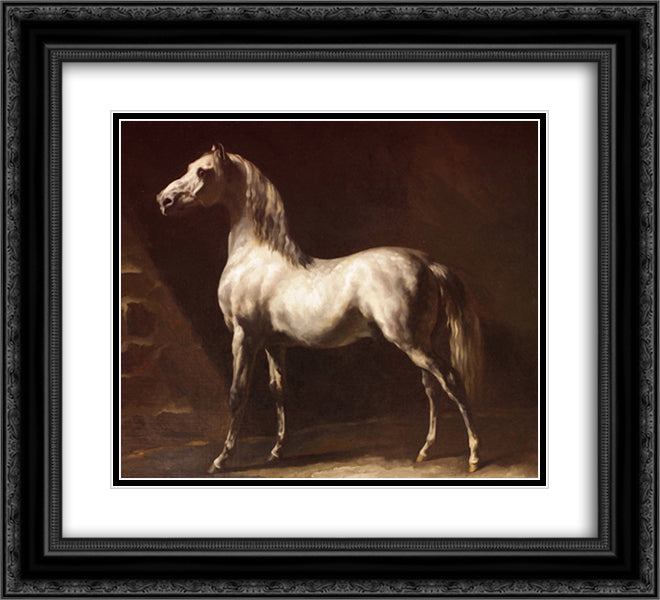 Study of a Dapple Grey 22x20 Black Ornate Wood Framed Art Print Poster with Double Matting by Gericault, Theodore