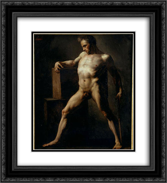 Study of a Man 20x22 Black Ornate Wood Framed Art Print Poster with Double Matting by Gericault, Theodore