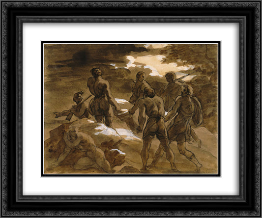 The murderers carry the body of Fualdes 24x20 Black Ornate Wood Framed Art Print Poster with Double Matting by Gericault, Theodore