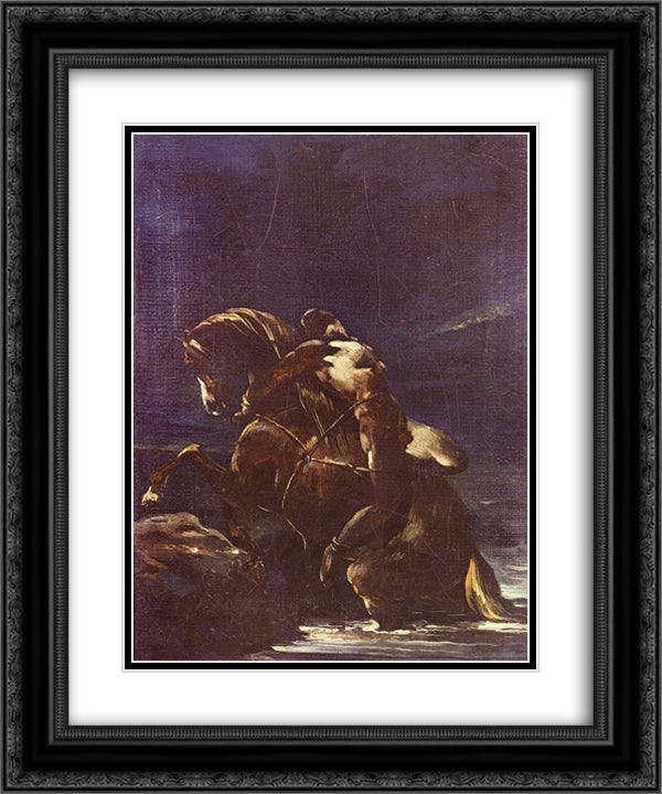 The Page Mazeppa 20x24 Black Ornate Wood Framed Art Print Poster with Double Matting by Gericault, Theodore