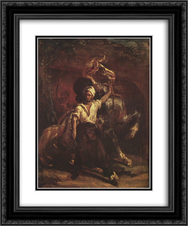 The Blacksmith's Signboard 20x24 Black Ornate Wood Framed Art Print Poster with Double Matting by Gericault, Theodore