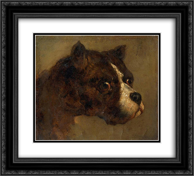 The head of bulldog 22x20 Black Ornate Wood Framed Art Print Poster with Double Matting by Gericault, Theodore