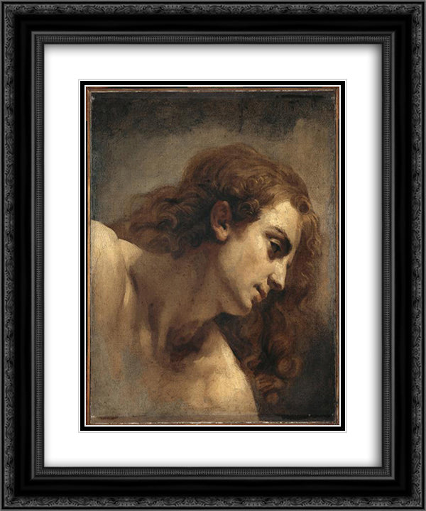 The head of young man 20x24 Black Ornate Wood Framed Art Print Poster with Double Matting by Gericault, Theodore