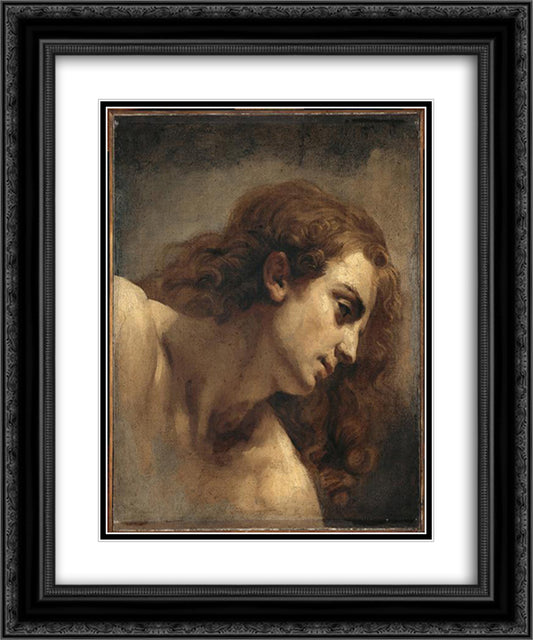 The head of young man 20x24 Black Ornate Wood Framed Art Print Poster with Double Matting by Gericault, Theodore