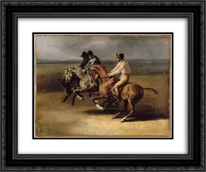 The Horse Race 24x20 Black Ornate Wood Framed Art Print Poster with Double Matting by Gericault, Theodore