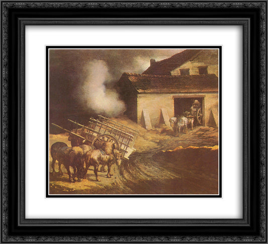 The Plaster Kiln 22x20 Black Ornate Wood Framed Art Print Poster with Double Matting by Gericault, Theodore