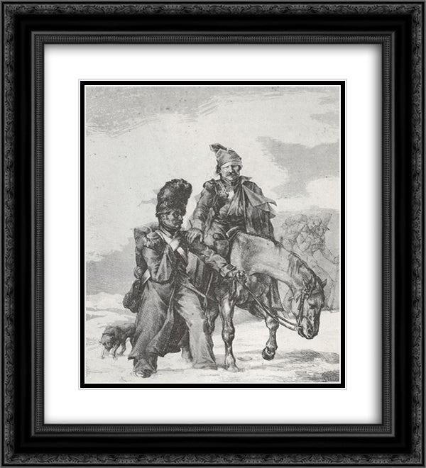 The Return from Russia 20x22 Black Ornate Wood Framed Art Print Poster with Double Matting by Gericault, Theodore