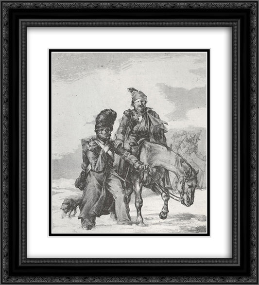 The Return from Russia 20x22 Black Ornate Wood Framed Art Print Poster with Double Matting by Gericault, Theodore