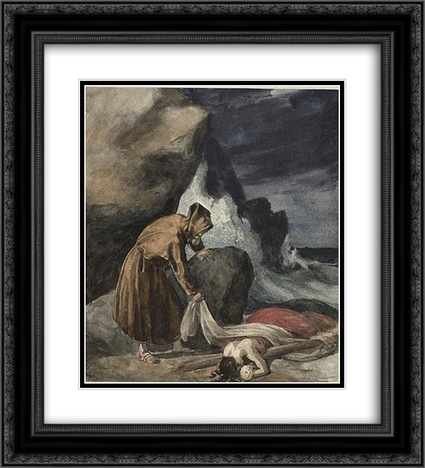 The Tempest 20x22 Black Ornate Wood Framed Art Print Poster with Double Matting by Gericault, Theodore