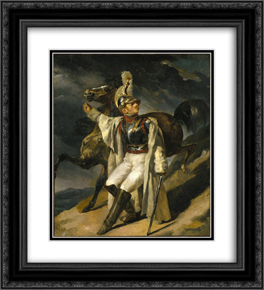 The Wounded Cuirassier 20x22 Black Ornate Wood Framed Art Print Poster with Double Matting by Gericault, Theodore