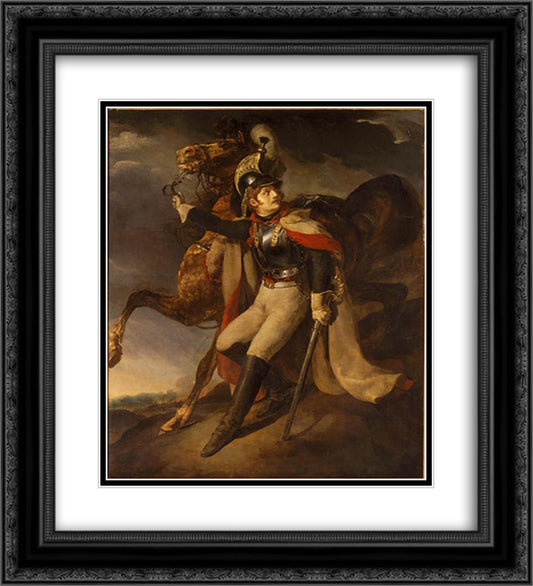 Wounded Cuirassier 20x22 Black Ornate Wood Framed Art Print Poster with Double Matting by Gericault, Theodore