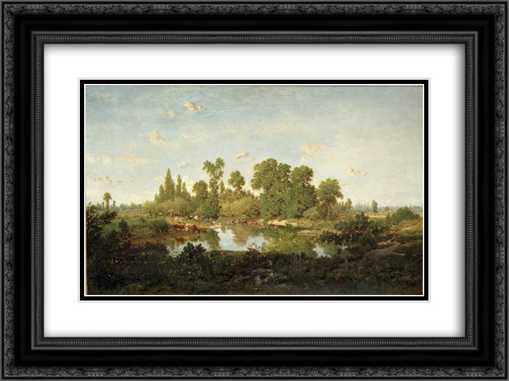 Morning 24x18 Black Ornate Wood Framed Art Print Poster with Double Matting by Rousseau, Theodore