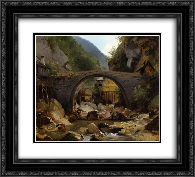 Mountain Stream in the Auvergne 22x20 Black Ornate Wood Framed Art Print Poster with Double Matting by Rousseau, Theodore