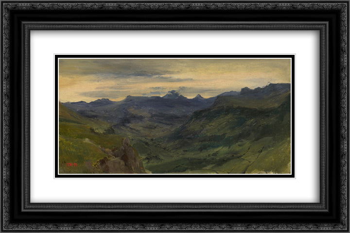 The Valley of Saint-Vincent 24x16 Black Ornate Wood Framed Art Print Poster with Double Matting by Rousseau, Theodore