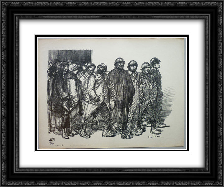 A bientot pour de bon 24x20 Black Ornate Wood Framed Art Print Poster with Double Matting by Steinlen, Theophile