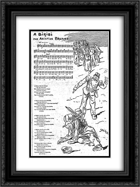 A Biribi 18x24 Black Ornate Wood Framed Art Print Poster with Double Matting by Steinlen, Theophile