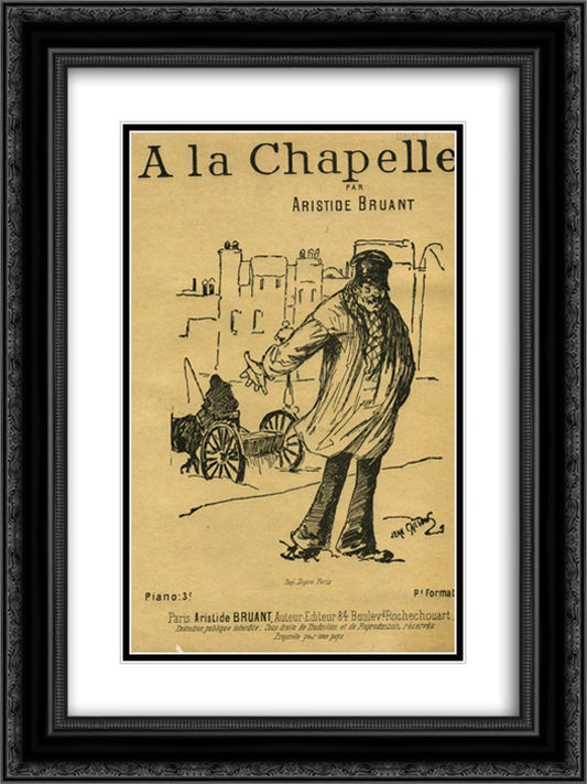 A la Chapelle 18x24 Black Ornate Wood Framed Art Print Poster with Double Matting by Steinlen, Theophile