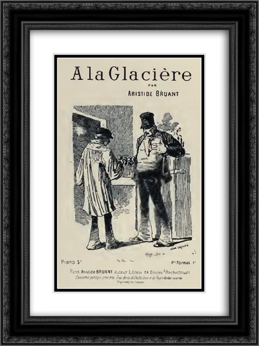 A La Glaciere 18x24 Black Ornate Wood Framed Art Print Poster with Double Matting by Steinlen, Theophile