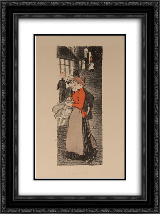 A la Goutt-d'Or 18x24 Black Ornate Wood Framed Art Print Poster with Double Matting by Steinlen, Theophile