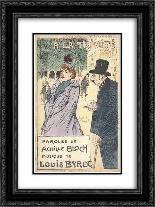 A La Trinite 18x24 Black Ornate Wood Framed Art Print Poster with Double Matting by Steinlen, Theophile